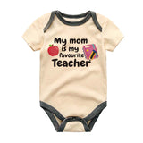 Cute Teacher Baby Clothes School Educator Mom Custom Baby Boy Girl Bodysuit Unisex Infant Clothing Personalized Newborn Shirt I love my Mom Outfit Baby Shower Gift