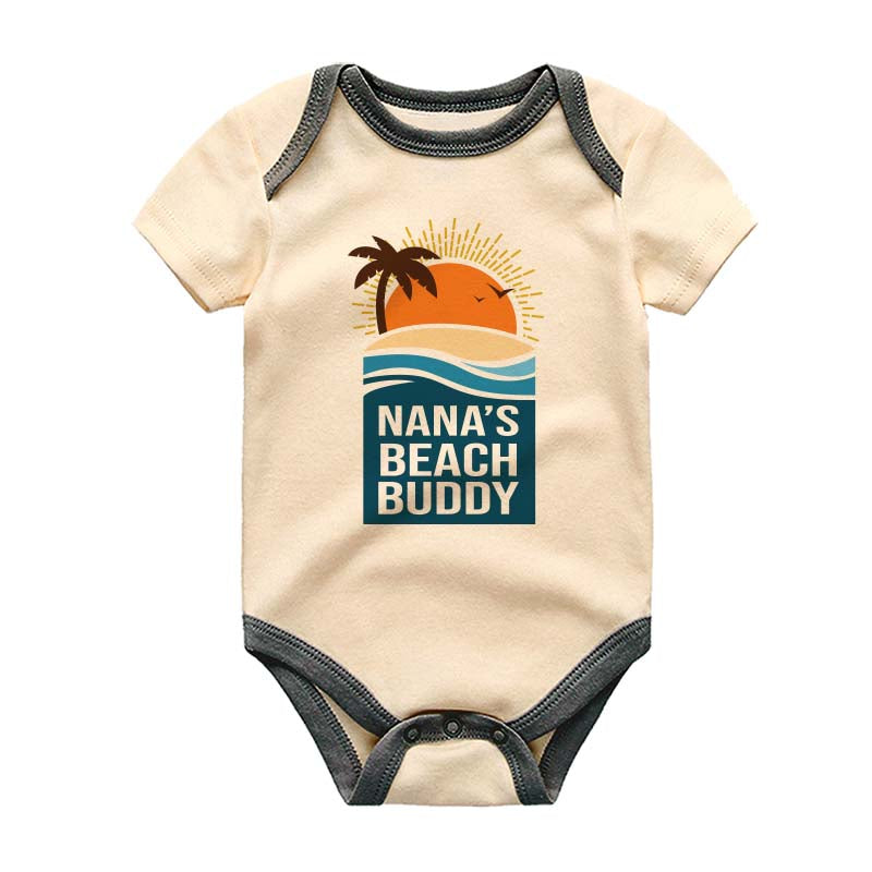 Nana's Beach Buddy Cute Infant Newborn Unisex Baby Clothing Grandma Beach Themed Baby Outfit Grandparent Baby Shower Gift Custom Family Vacation Bodysuit