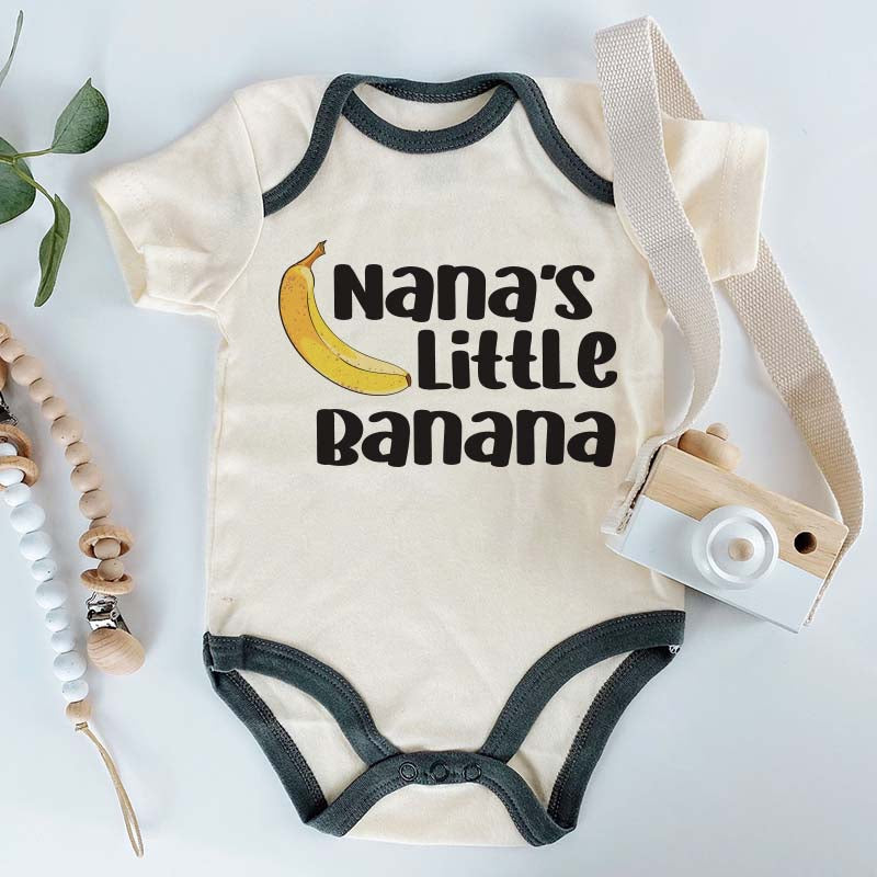 Nana's Little Banana Cute Newborn Baby Boy Girl Bodysuit Grandmother Baby Gift Custom Unisex Infant Clothing Personalized Baby Clothes New Mom Dad Funny Baby Shirt