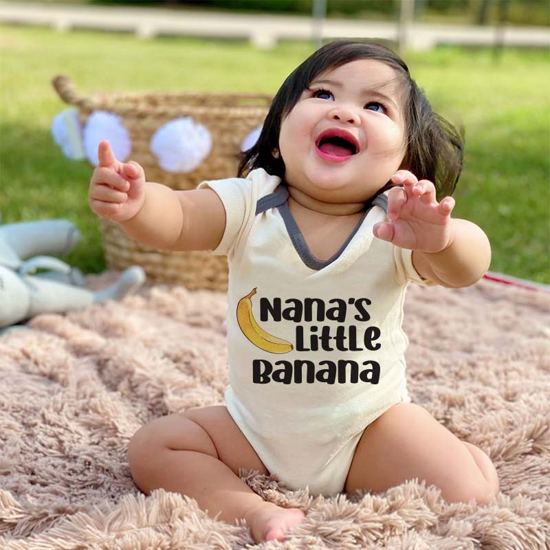 Nana's Little Banana Cute Newborn Baby Boy Girl Bodysuit Grandmother Baby Gift Custom Unisex Infant Clothing Personalized Baby Clothes New Mom Dad Funny Baby Shirt