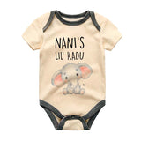 Nani's Lil Kadu Cute Funny Elephant Theme Baby Bodysuit Indian Grandma Baby Outfit Personalized Baby Boy Girl Clothes Grandmother Gift Custom Unisex Infant Clothing