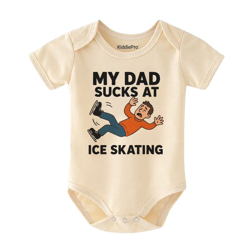 Kiddiepro Funny Dad Ice Skating Hockey Baby Bodysuit
