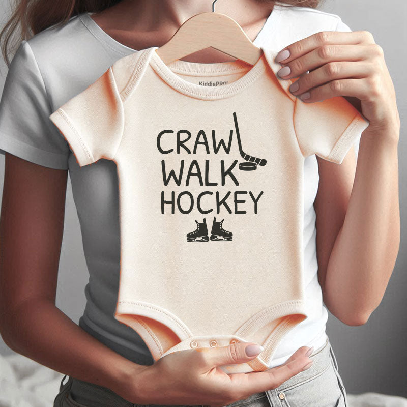 Crawl Walk Hockey Baby Boy Girl Newborn Clothes Custom Infant Bodysuit Sports Outfit