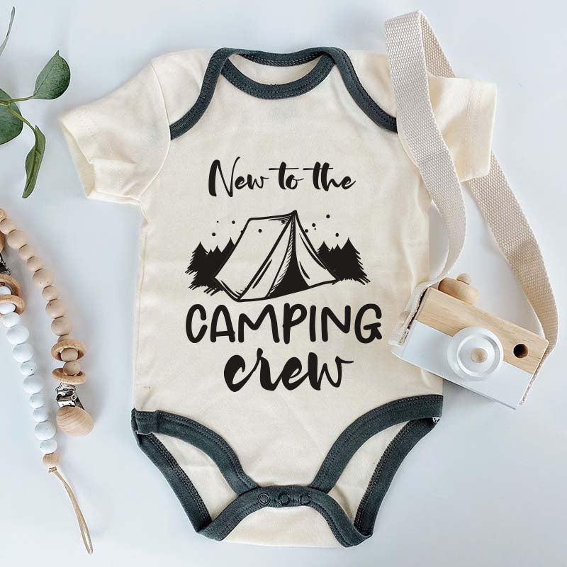 New to the Camping Crew Baby Clothes Little Camper Outdoor Adventure Newborn Outfit Tiny Adventurer Baby Boy Girl Shower Gift Personalized Shirt New Mom Dad Gift