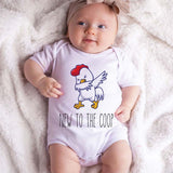 New to the coop Funny Pregnancy Announcement Baby Clothes Chicken Coop Outfit Newest Family Addition Coming Soon Outfit Custom Baby Boy Girl Clothes Birth Reveal Personalized Mom Dad Gift