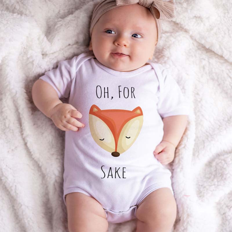 Funny For Fox Sake Baby Clothes Playful Minimalist Animal Themed Hipster Outfit Boho Trendy Custom Baby Boy Girl Bodysuit Unisex Infant Clothing Baby Shower Gift