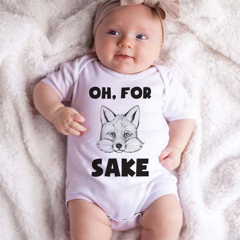 Funny Playful Custom Baby Bodysuit Minimalist Hand drawn Cute Fox Face Baby Boy Girl Clothes Unisex Infant Clothing Personalized Newborn Outfit Pregnancy Reveal Shirt