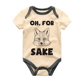 Funny Playful Custom Baby Bodysuit Minimalist Hand drawn Cute Fox Face Baby Boy Girl Clothes Unisex Infant Clothing Personalized Newborn Outfit Pregnancy Reveal Shirt