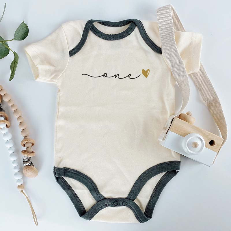 Minimalist First Birthday Unisex Baby Clothes Milestone Outfit Birthday Party Celebration outfit Baby Boy Girl Romper Cozy Trendy Birthday Gift