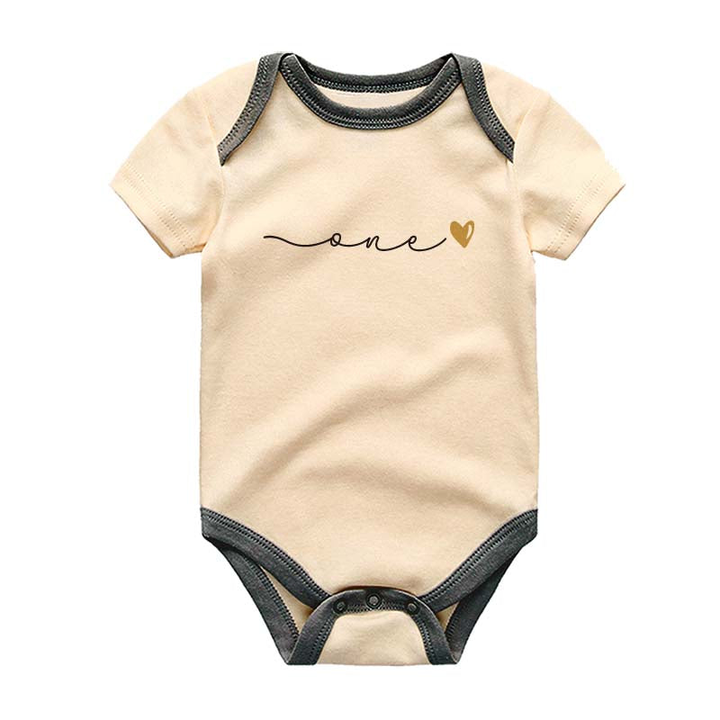 Minimalist First Birthday Unisex Baby Clothes Milestone Outfit Birthday Party Celebration outfit Baby Boy Girl Romper Cozy Trendy Birthday Gift