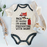 Funny Pack my Diaper Custom Baby Clothes Hero Firefighter Dad Baby Outfit Newborn Romper Fire Truck Fireman Unisex Infant Clothing Custom Bodysuit