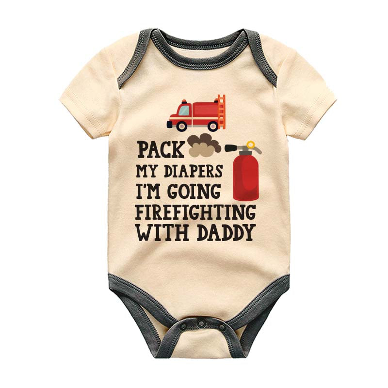 Funny Pack my Diaper Custom Baby Clothes Hero Firefighter Dad Baby Outfit Newborn Romper Fire Truck Fireman Unisex Infant Clothing Custom Bodysuit