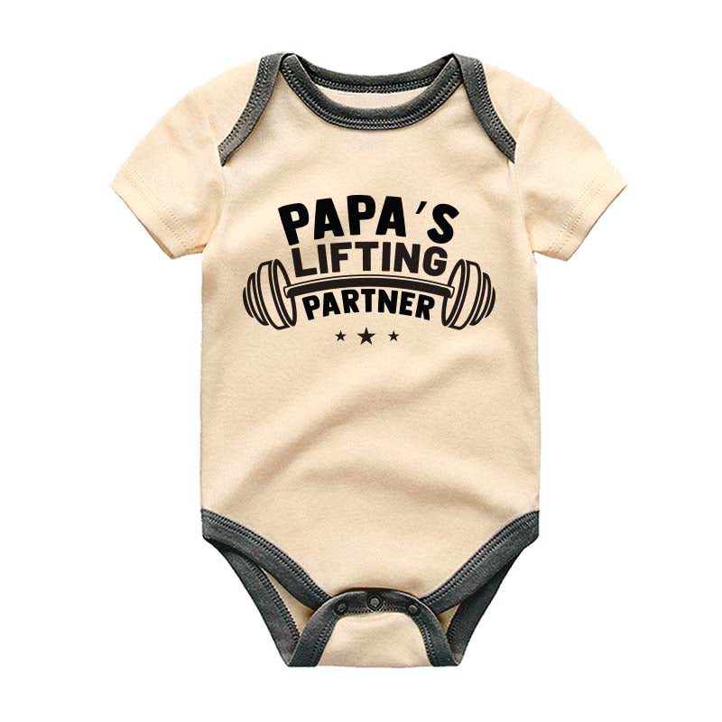 Papa's Lifting Partner Baby Clothes Dad Fitness Buddy Baby Outfit Funny Custom Gym Lover Baby Boy Girl Clothes Baby Shower Gift for Active Dads Workout Buddy Bodysuit