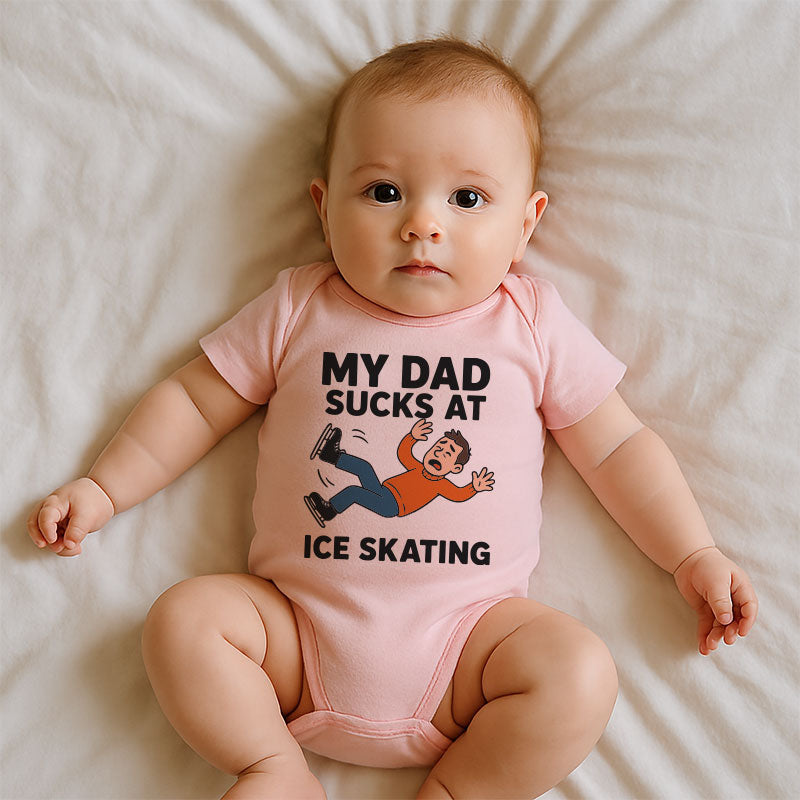 Kiddiepro Funny Dad Ice Skating Hockey Baby Bodysuit