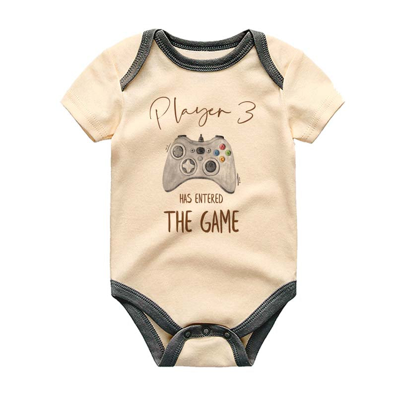 Player 3 has entered the game baby announcement Video Game Bodysuit Video Game Controller Unisex Baby Clothing Custom Gaming Shirt Baby Romper Gift