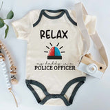 Police Officer Hero Dad Baby Clothes Law Enforcement Outfit Daddy's Backup Custom Unisex Baby boy girl bodysuit Officer in Charge Shirt Personalized Pregnancy Reveal Jumpsuit