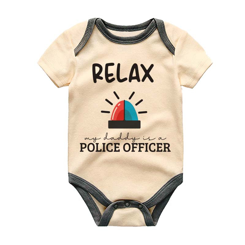 Police Officer Hero Dad Baby Clothes Law Enforcement Outfit Daddy's Backup Custom Unisex Baby boy girl bodysuit Officer in Charge Shirt Personalized Pregnancy Reveal Jumpsuit