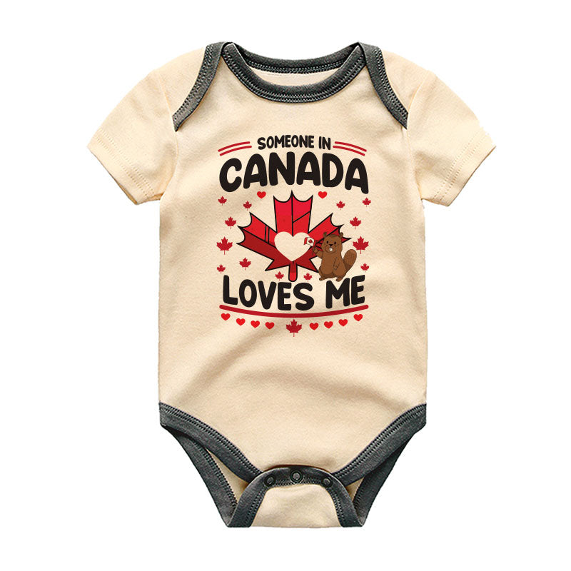 Canadian Unisex short sleeve baby bodysuit Cute Canada Maple Leaf Beaver infant clothes Canadian family romper Newborn Gift