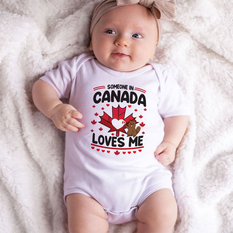 Canadian Unisex short sleeve baby bodysuit Cute Canada Maple Leaf Beaver infant clothes Canadian family romper Newborn Gift