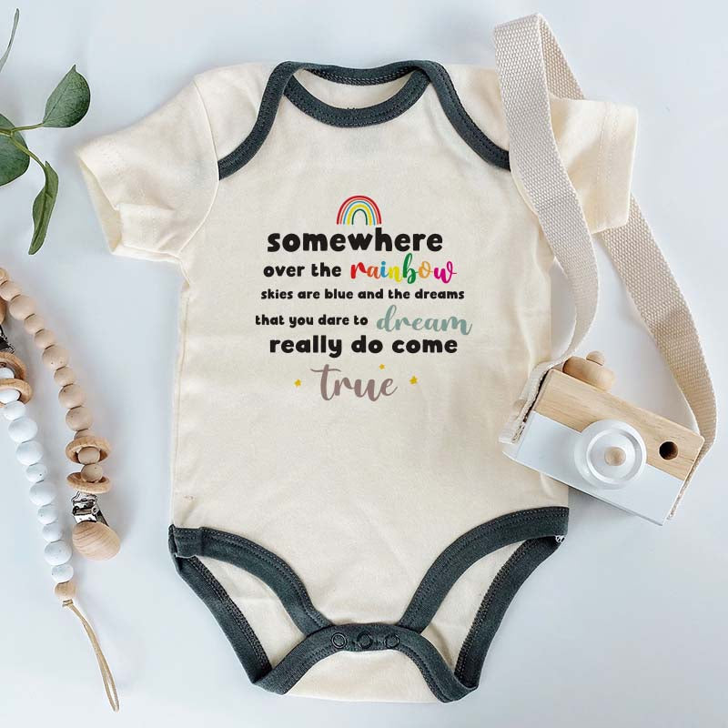 Somewhere over the rainbow Unisex Baby Clothes Long Awaited Baby Outfit Pregnancy Milestone Journey Baby Shower Gift