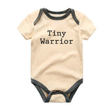 Tiny Warrior Unisex Newborn Infant Baby Outfit Pregnancy Milestone Journey Baby Shower Gift