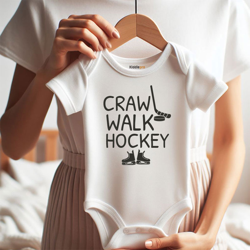 Crawl Walk Hockey Baby Boy Girl Newborn Clothes Custom Infant Bodysuit Sports Outfit