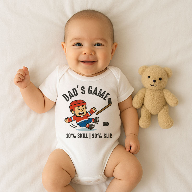 Funny Hockey Dad Baby Bodysuit Newborn Infant Outfit Sports Theme Boy Girl Gift