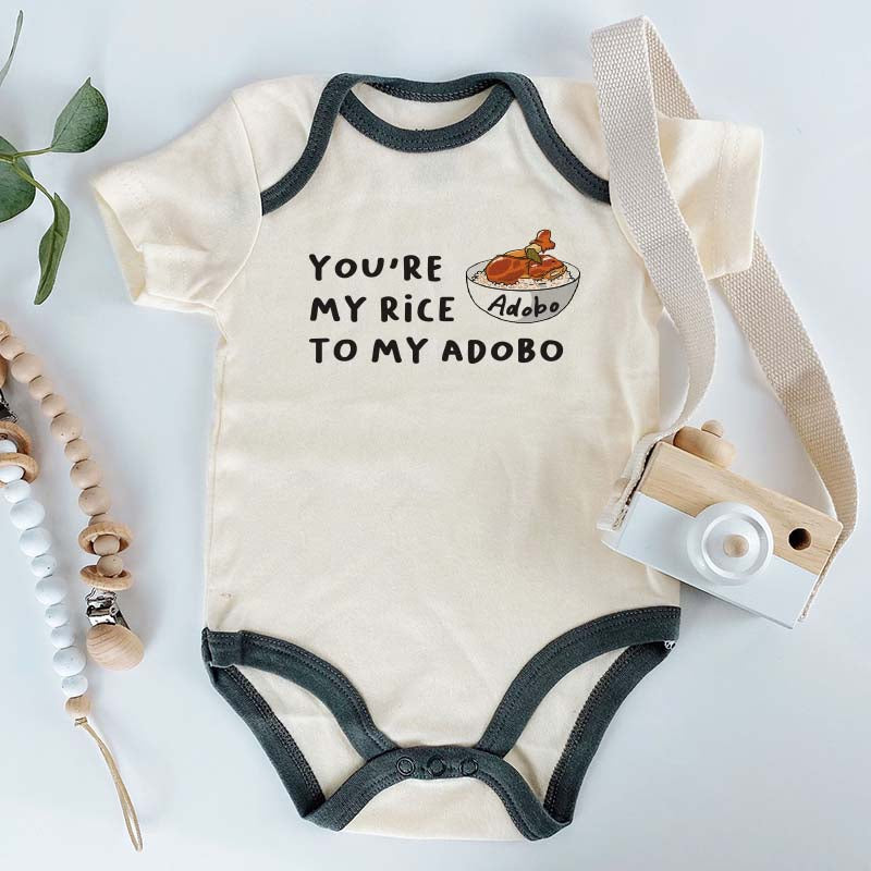 Funny Filipino Pinoy Favorite Rice Chicken Pork Adobo Baby Clothes Unisex Infant baby clothing Food Pun Bodysuit Custom Shirt  heritage and culinary traditions Outfit