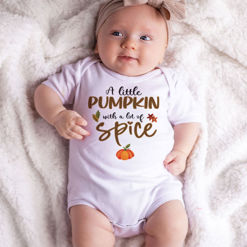 A little Pumpkin with a Lot of Spice Baby Bodysuit Unisex Infant Clothing Fall Autumn Baby Clothes