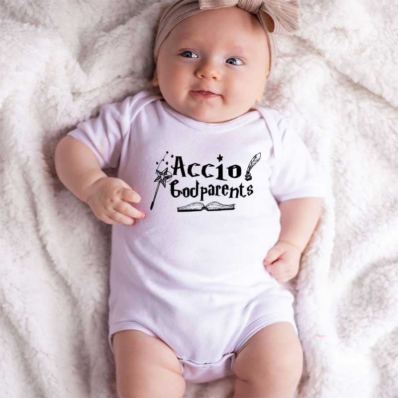 Accio Godparents Baby Bodysuit Grandma Grandpa Baby Gift Funny Shirt Cute Magic wizard sleeper