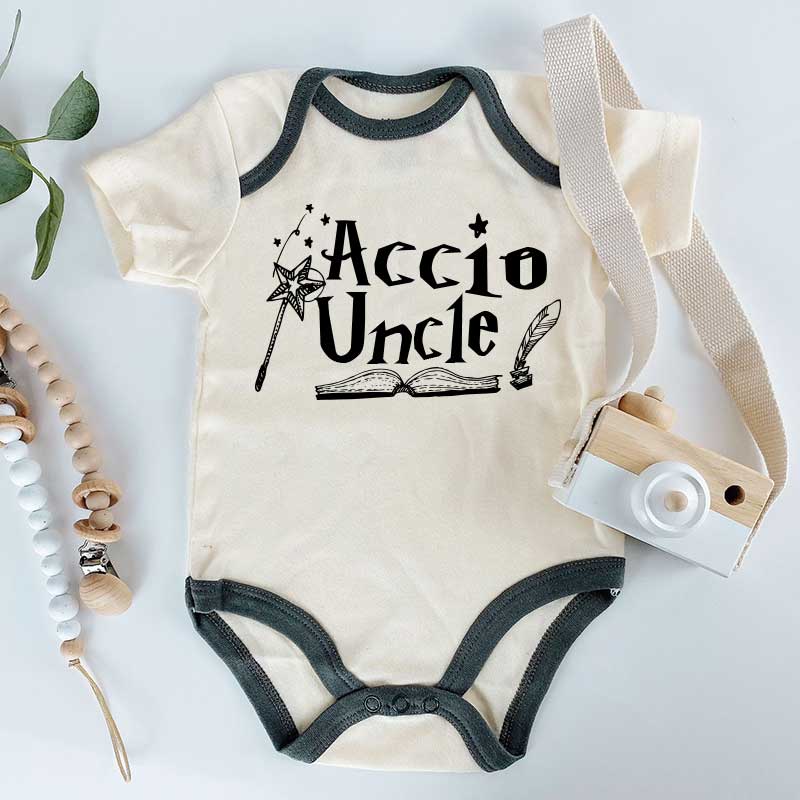 Accio Uncle Baby Bodysuit Wizard Baby Gift Funny Baby Shirt Cute Baby sleepers