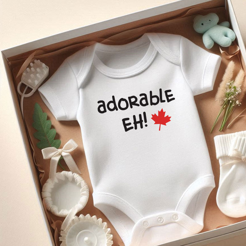 Funny Canadian Baby Gift Adorable Eh Romper Baby Shower Gift Canadian Baby Outfit Custom Baby Romper Baby Boy Girl One Piece Personalized Infant Shirt