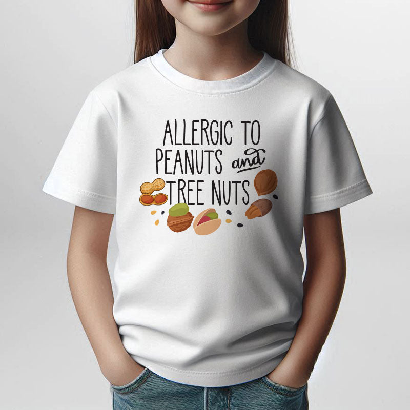 Allergic to Peanuts and Tree Nuts Toddler Shirt – Cute Allergy Alert Tee for Kids