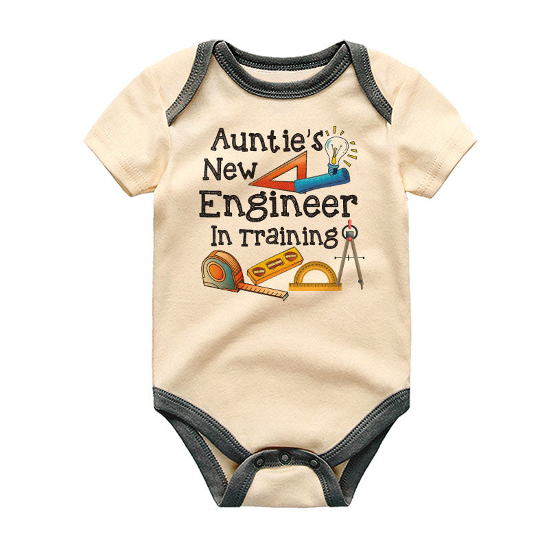 Auntie's new engineer in training unisex newborn baby boy girl clothes custom Infant Short sleeve One Piece bodysuit vêtements pour bébé Newborn Romper