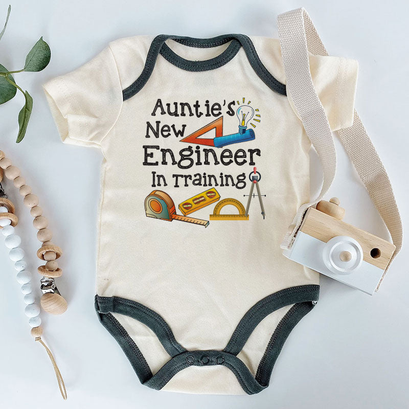 Auntie's new engineer in training unisex newborn baby boy girl clothes custom Infant Short sleeve One Piece bodysuit vêtements pour bébé Newborn Romper