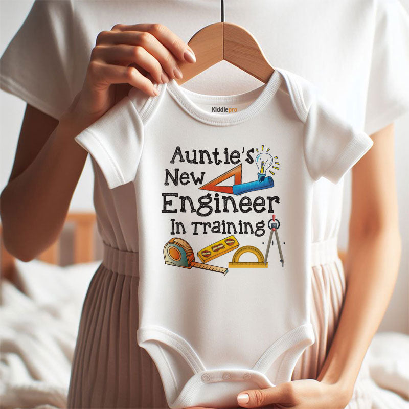 Auntie's new engineer in training unisex newborn baby boy girl clothes custom Infant Short sleeve One Piece bodysuit vêtements pour bébé Newborn Romper