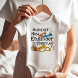 Auntie's new engineer in training unisex newborn baby boy girl clothes custom Infant Short sleeve One Piece bodysuit vêtements pour bébé Newborn Romper