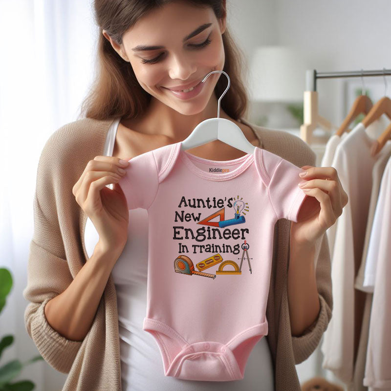Auntie's new engineer in training unisex newborn baby boy girl clothes custom Infant Short sleeve One Piece bodysuit vêtements pour bébé Newborn Romper