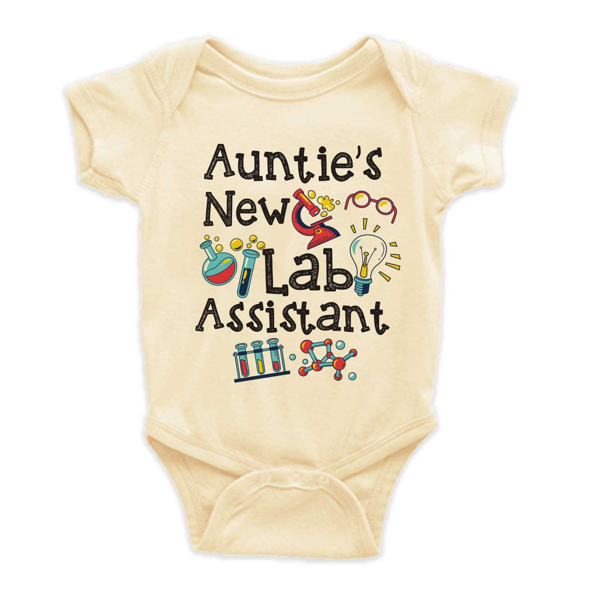 Auntie's new Lab Assistant - Unisex Infant One Piece Baby Bodysuit - Auntie and Niece Nephew Baby clothes