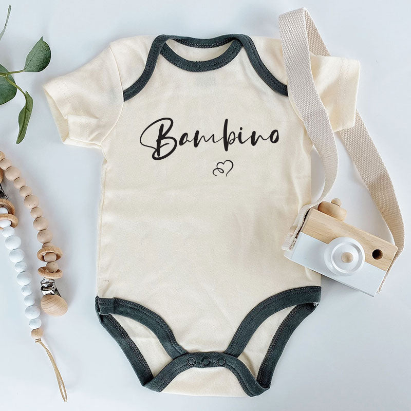 Bambino Baby Romper Italian Baby Shower Gift Pregnancy Reveal Italian Baby Boy Clothes Personalized Baby Bodysuit