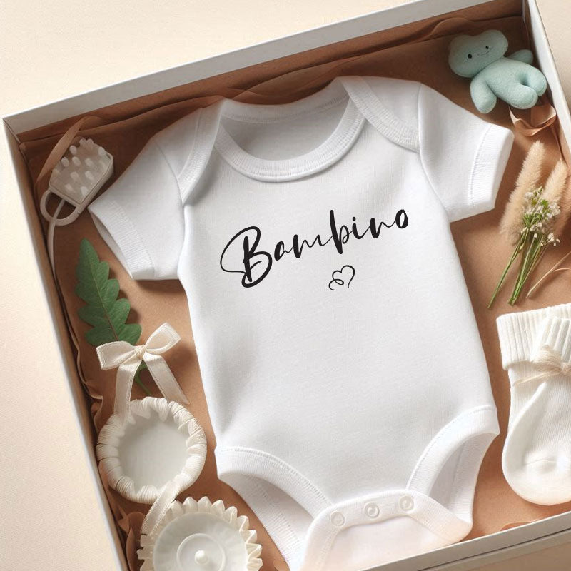 Bambino Baby Romper Italian Baby Shower Gift Pregnancy Reveal Italian Baby Boy Clothes Personalized Baby Bodysuit