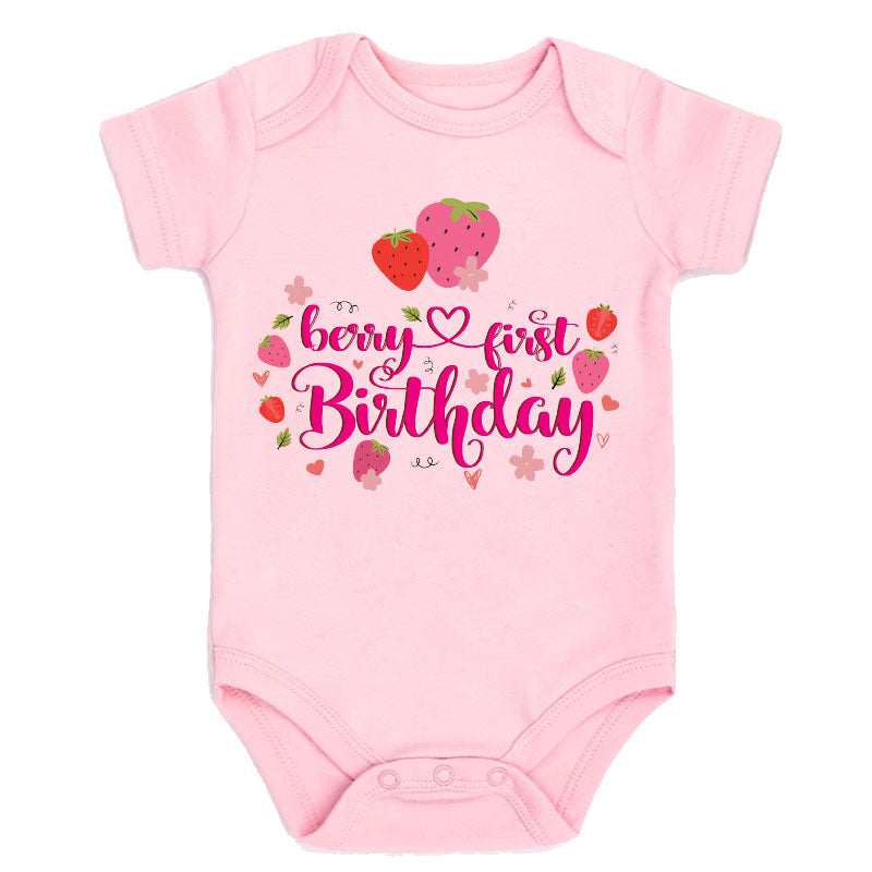 Kiddiepro First Birthday Strawberry Theme Baby Bodysuit Berry First Birthday Outfit One Year Old Clothes