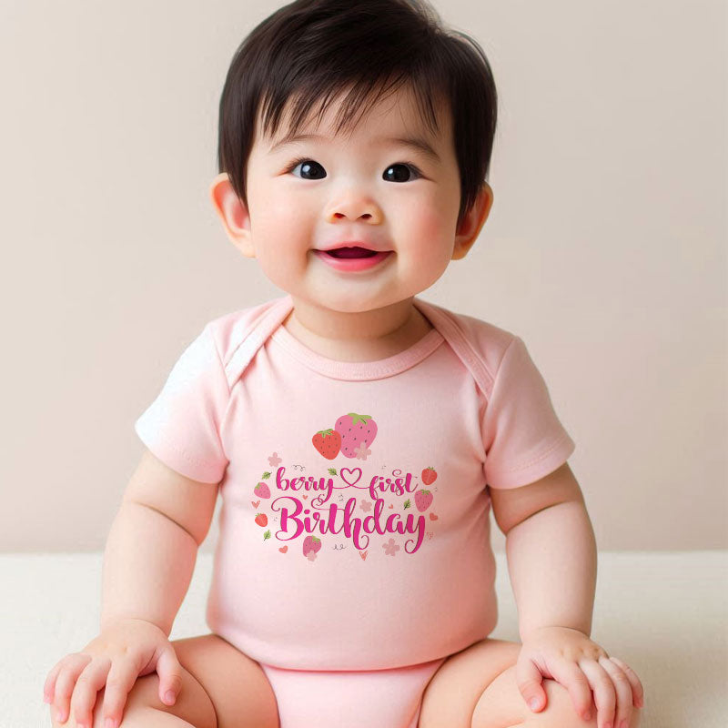 Kiddiepro First Birthday Strawberry Theme Baby Bodysuit Berry First Birthday Outfit One Year Old Clothes