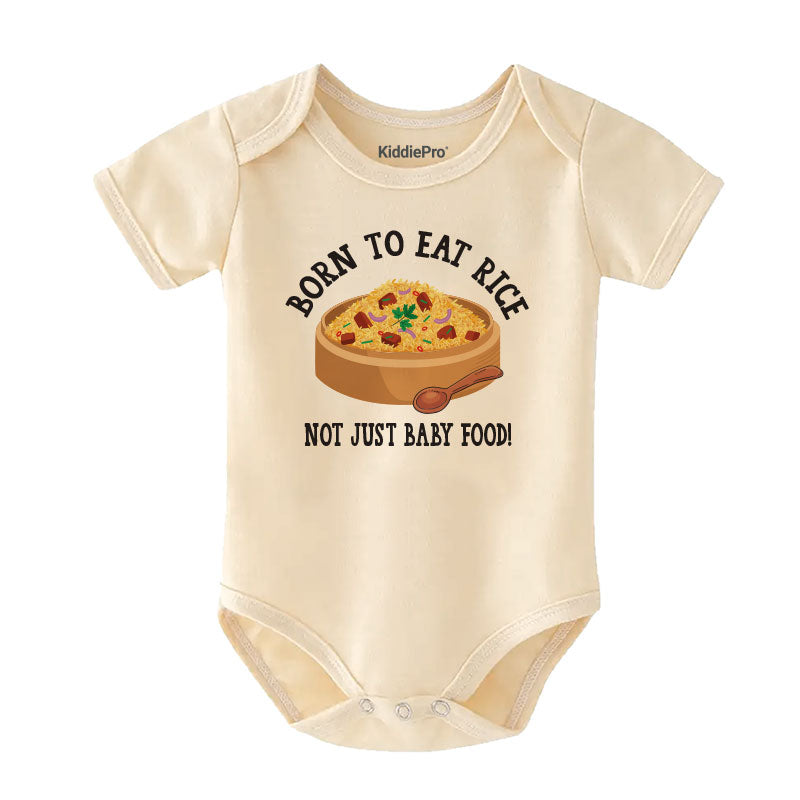 Born to eat rice cute funny cheeky baby clothes food pun baby outfit fried rice food lover bodysuit asian cuisine baby outfit