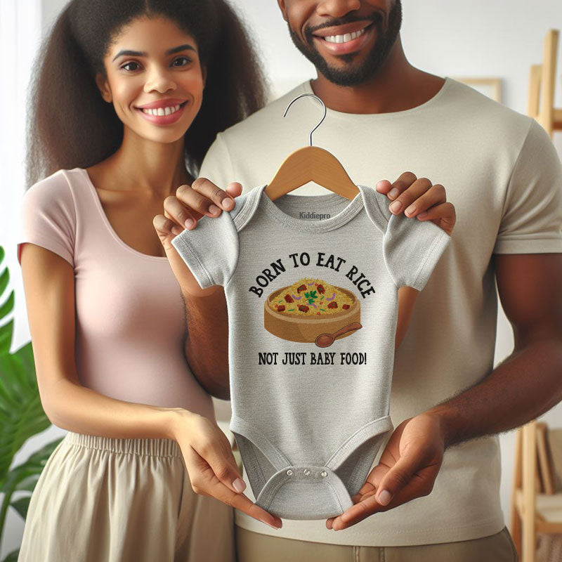 Born to eat rice cute funny cheeky baby clothes food pun baby outfit fried rice food lover bodysuit asian cuisine baby outfit