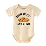 Born to rice and shine Cute funny fried rice lover theme humor joke baby bodysuit