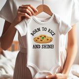 Born to rice and shine Cute funny fried rice lover theme humor joke baby bodysuit