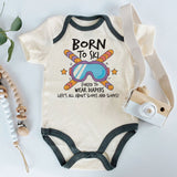 Born to ski Forced to wear diapers Cute Funny Baby Bodysuit Custom Adventure Baby Boy Girl Clothes