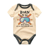 Born to ski Forced to wear diapers Cute Funny Baby Bodysuit Custom Adventure Baby Boy Girl Clothes