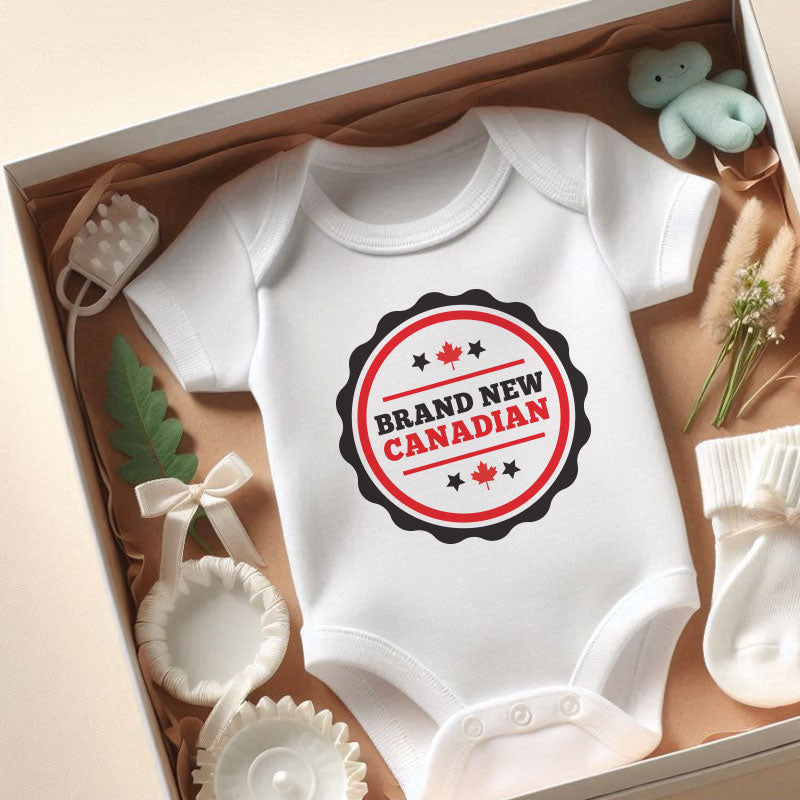 Brand New Canadian Baby Bodysuit Baby Shower Gift Canadian Baby Outfit Custom Baby Romper Baby Boy Girl One Piece Personalized Infant Shirt